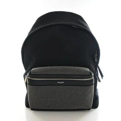 Pre-owned Saint Laurent Canvas Studded City Backpack In Black
