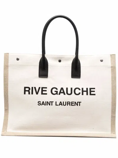 Saint Laurent Rive Gauche Top Handle Bag In Neutral