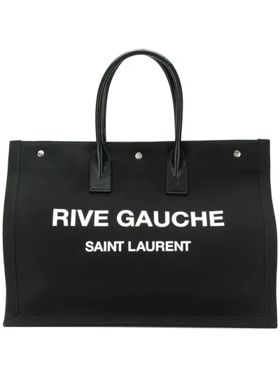 Saint Laurent Canvas Tote Handbag For Men In Black
