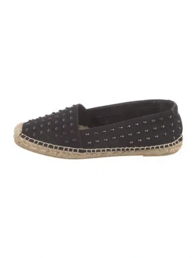Pre-owned Saint Laurent Canvas Whipstitch Trim Espadrilles In Black