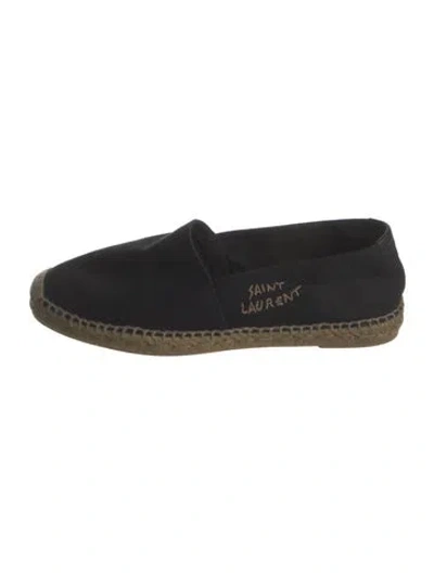 Pre-owned Saint Laurent Canvas Whipstitch Trim Espadrilles In Black