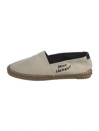 Pre-owned Saint Laurent Canvas Whipstitch Trim Espadrilles In Neutrals