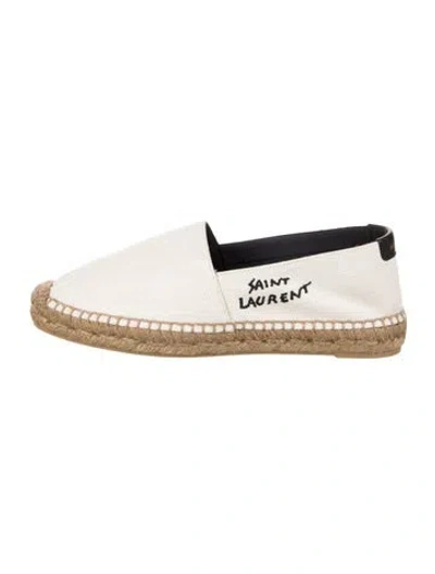Pre-owned Saint Laurent Canvas Whipstitch Trim Espadrilles W/ Tags In Black/neutrals