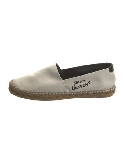 Pre-owned Saint Laurent Canvas Whipstitch Trim Espadrilles In White