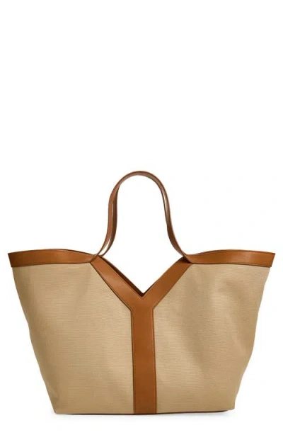 Saint Laurent Canvas Y Tote In Brown
