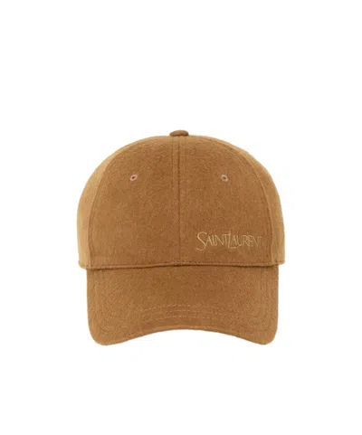 Saint Laurent Cap In Cashmere In Brown