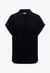 Shop Saint Laurent Cap-sleeved Polo T-shirt With Embroidered-logo