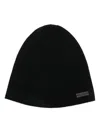 Saint Laurent Black Beanie With Logo Patch In Cashmere Man In Black