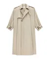 Saint Laurent Cape Trench Coat In Cotton Twill In Light Brown