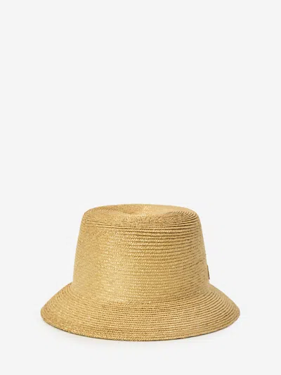 Saint Laurent Woven Straw Fedora Hat In Red