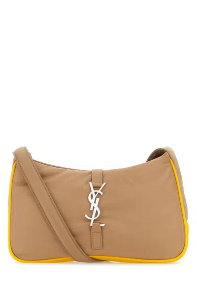 Saint Laurent Le 5 À 7 Crossbody Bag In Econyl Regenerated Nylon In Beige