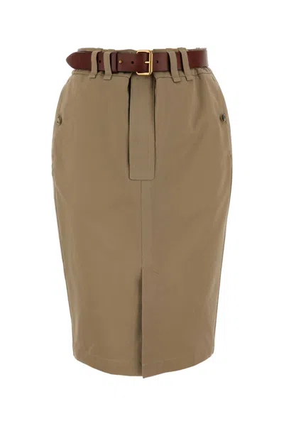 Saint Laurent Cappuccino Gabardine Skirt In Mastic