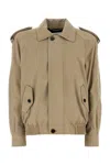 Saint Laurent Cappuccino Leather Jacket In Green