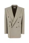 Saint Laurent Double-breasted Wool Blazer Peak Lapels In Gray