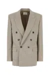 Saint Laurent Cappuccino Wool Blazer In Gray