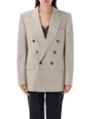Saint Laurent Blazer Double Breasted Padded Shoulders In Gray