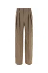 Saint Laurent Pleated Wool Trousers In Brown