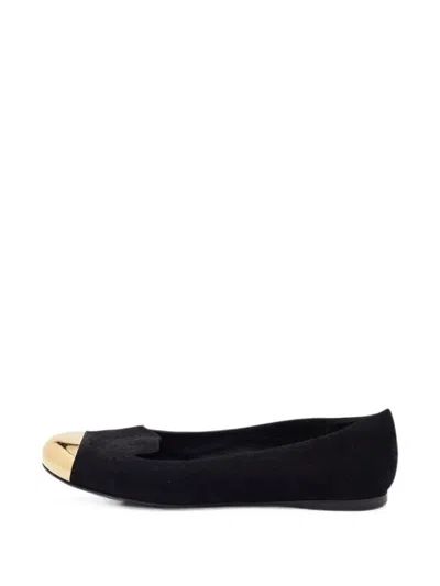 Pre-owned Saint Laurent Cap-toe Ballet Flats In Black