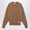 Saint Laurent Caramel Coloured Plush Cotton Sweatshirt In Brown