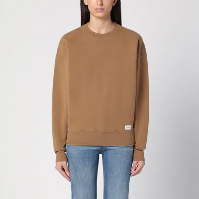 SAINT LAURENT SAINT LAURENT CARAMEL COLOURED PLUSH COTTON SWEATSHIRT