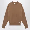 Saint Laurent Caramel Coloured Plush Cotton Sweatshirt In Brown