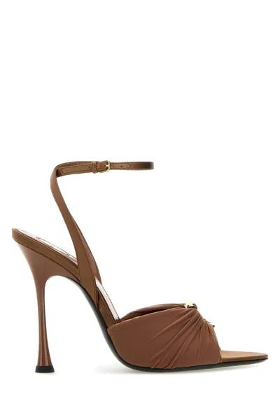 Saint Laurent 110mm Lola Sandals In Beige O Tan