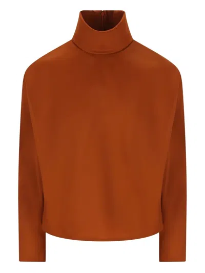 Saint Laurent Caramel Silkblend Blouse In Brown