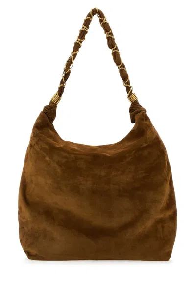 Saint Laurent Caramel Suede Amalia Shopping Bag In Brown
