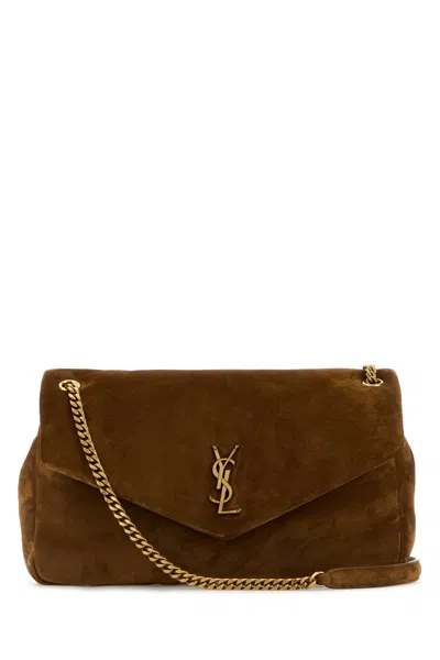 Saint Laurent Caramel Suede Leather Large Calypso Shoulder Bag