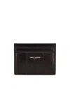 Saint Laurent Leather Cardholder In Brunt Brown