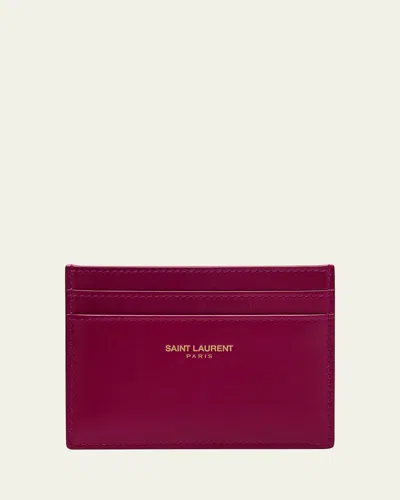 Saint Laurent Card Case In Leather In Pink