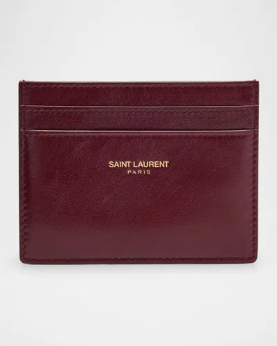 Saint Laurent Card Case In Leather In Red