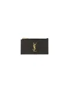 Saint Laurent Fragments Monogram Zip Cardholder In Black