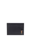 Saint Laurent Leather Monogram Card Holder In Black