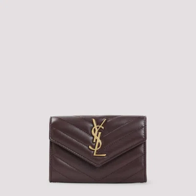 Saint Laurent Card Holder In Burgundy