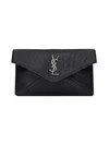 Saint Laurent Monogram Crocodile Effect Envelope Card Holder In Blue
