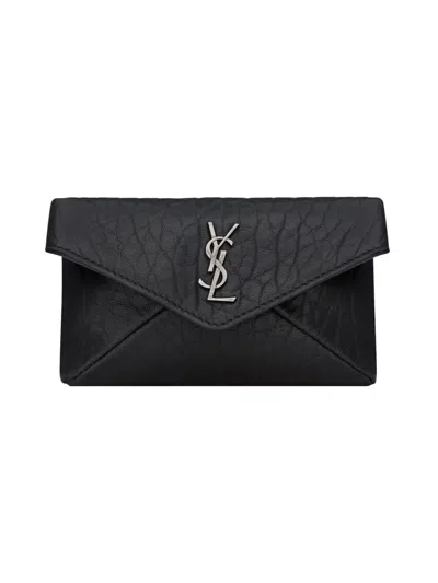 Saint Laurent Card Holder "envelope Cassandre" In Black