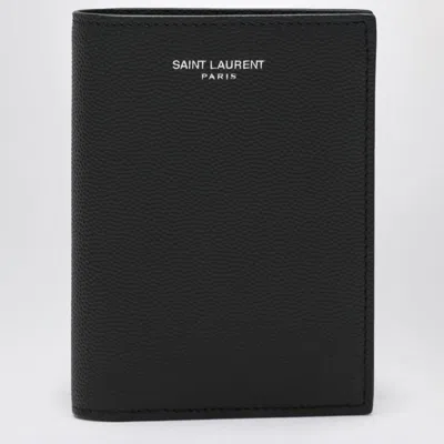 Saint Laurent Card Holder In Grain De Poudre In Black