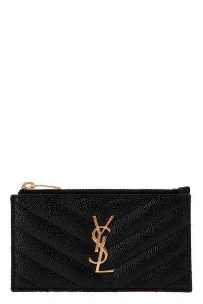 Saint Laurent Card Holder 'monogram' In Schwarz