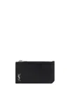 Saint Laurent Tiny Cassandre Fragments Cardholder In Black