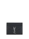 Saint Laurent Cassandre Quilted Leather Cardholder In Nero