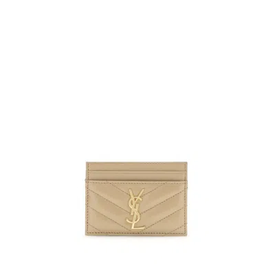 Saint Laurent Card Holder In Sand