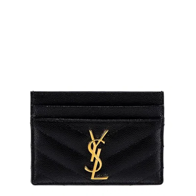 SAINT LAURENT CARD HOLDER WITH MATELASSÉ STITCHING