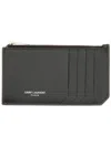 Saint Laurent Card Holder With Zipper And Logo In Gray