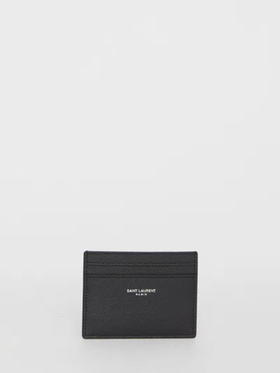 Saint Laurent Cardholder In Calfskin In Black