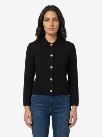 Saint Laurent Cardigan Polo In Lana In Black