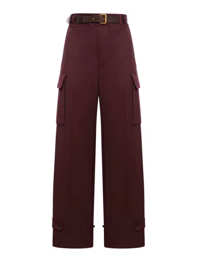 Saint Laurent Cargo Trousers With Belt In Nude & Neutrals