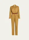 Saint Laurent Cotton Twill Jumpsuit In Marrone Ma