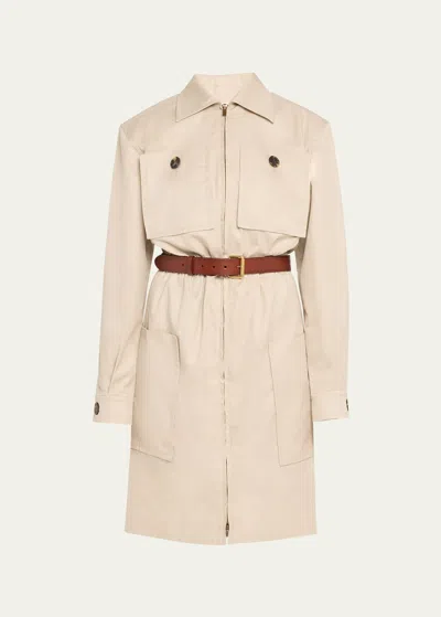 SAINT LAURENT CARGO POCKET ZIP FRONT LS SHIRTDRESS