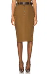 Saint Laurent Khaki Cotton Blend Skirt In Kaki